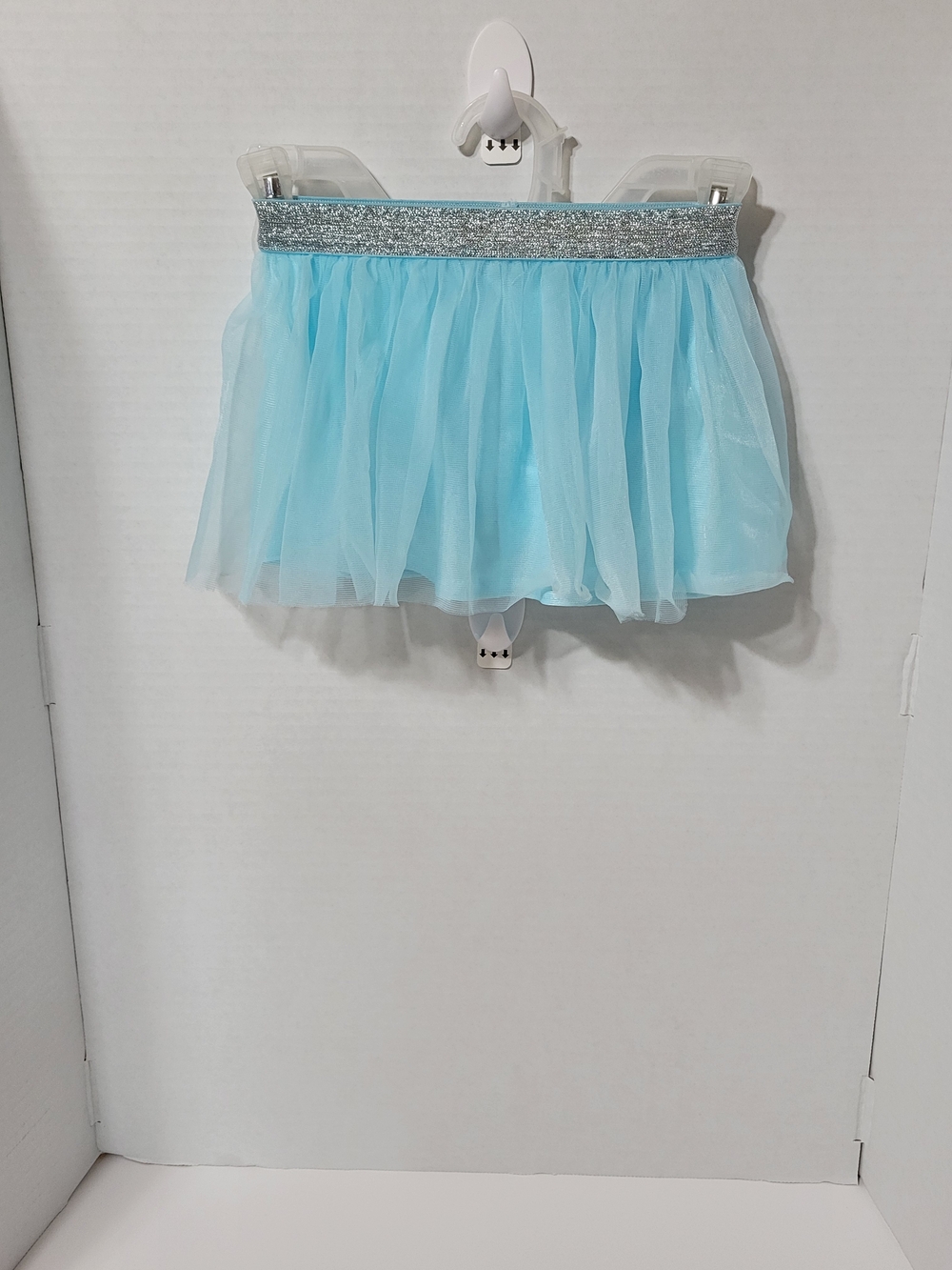 Garanimals 12M Baby Girl Blue Tulle Tutu Skirt w/ Built-In Bloomers Silver Waist